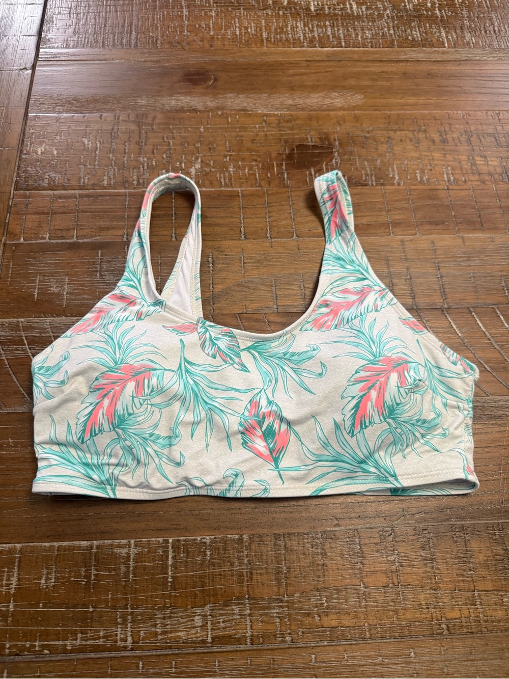3/$15 Tag Tropical Leaf Swim Top - Coral & Teal